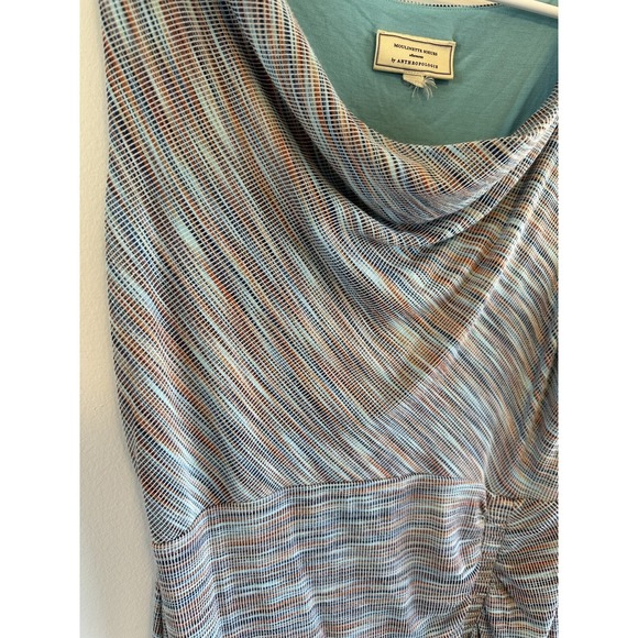 MOULINETRE SOEURS BY ANTHROPOLOGIE Striped Cowl-Neck Midiress in Teal and Gray - Picture 3 of 9